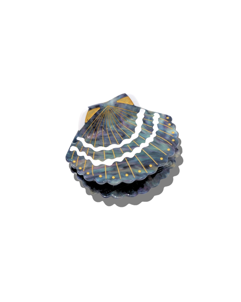 Solar Eclipse - Scallop Seashell Claw Clip - Ocean Blue