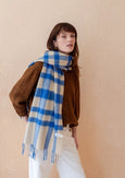 TBCo - Lambswool Oversized Scarf in Blue Check