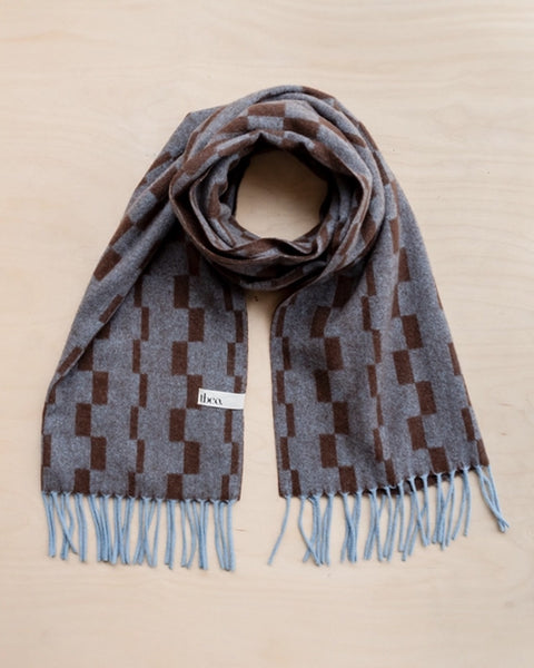 TBCo - Lambswool Oversized Scarf in Blue Checker