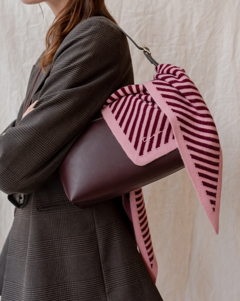 TBCo - Merino Triangle Scarf - Pink Stripe