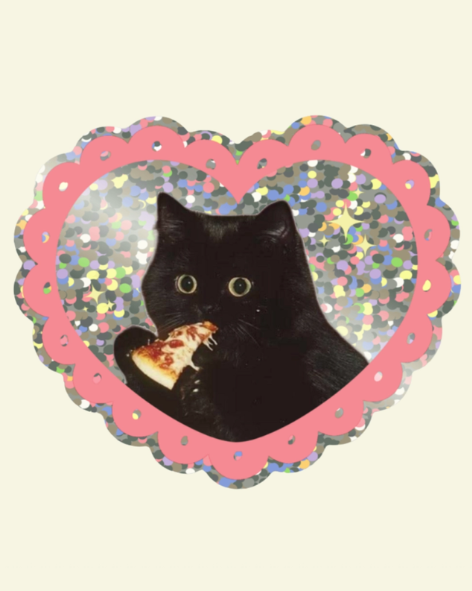 Shellflower - Pizza Cat Vinyl Glitter Sticker