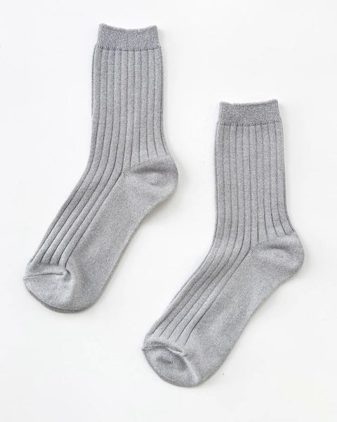Le Bon Shoppe - Her Socks Lurex - Silver Glitter