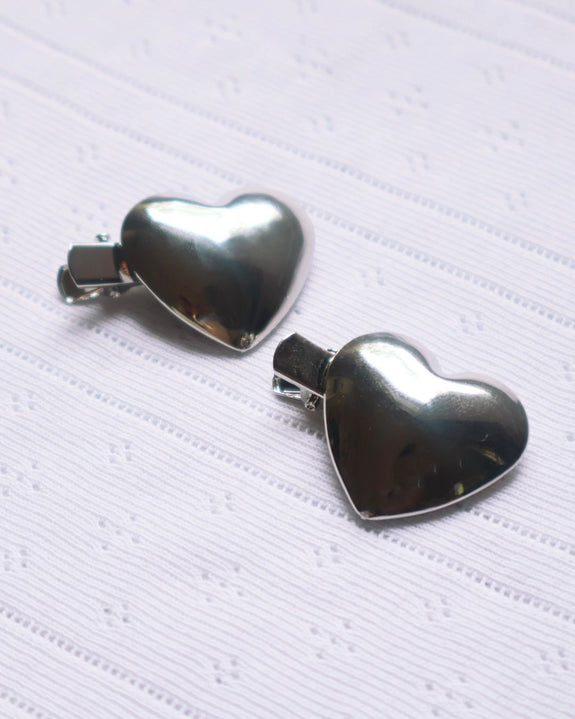 Hey Ricochet - Metallic Heart Clips Small - Silver