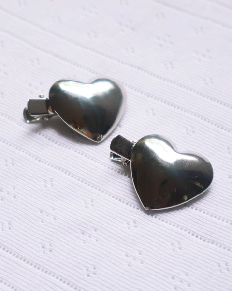 Hey Ricochet - Metallic Heart Clips Small - Silver