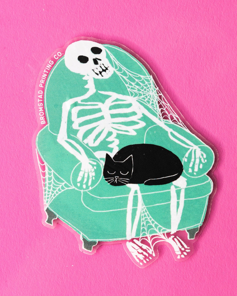 Bromstad Printing Co. - Clear Sticker - Skeleton Cat
