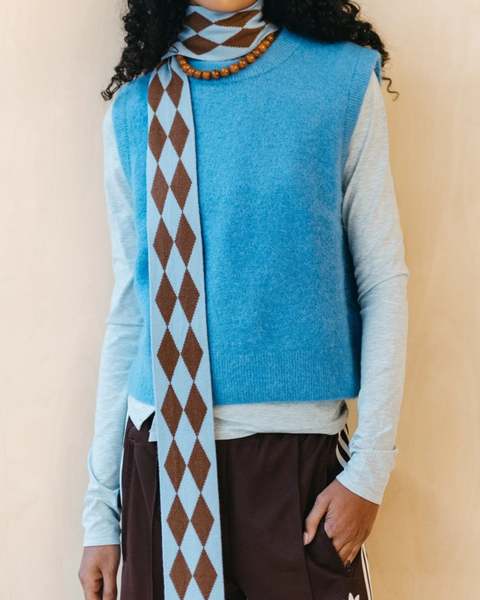 TBCo - Merino Wool Skinny Scarf in Brown Harlequin