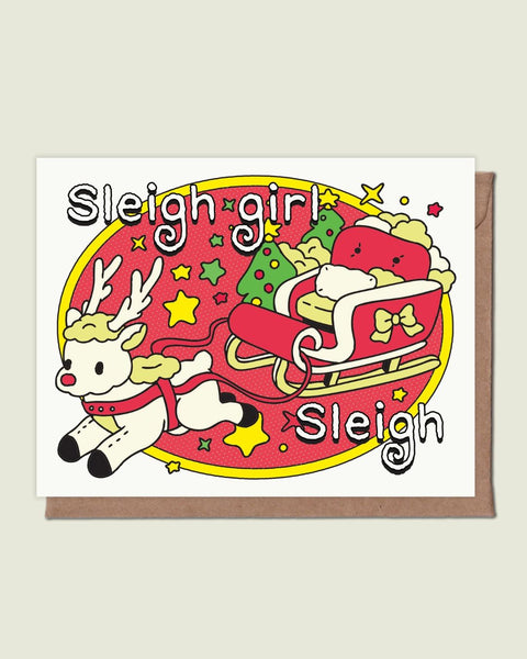 Épée Lapin Studio - Sleigh Girl Sleigh Greeting Card