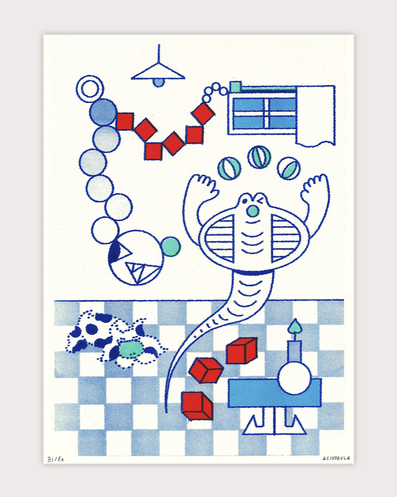 Jumbo Press - Juggling Snake A3 Print