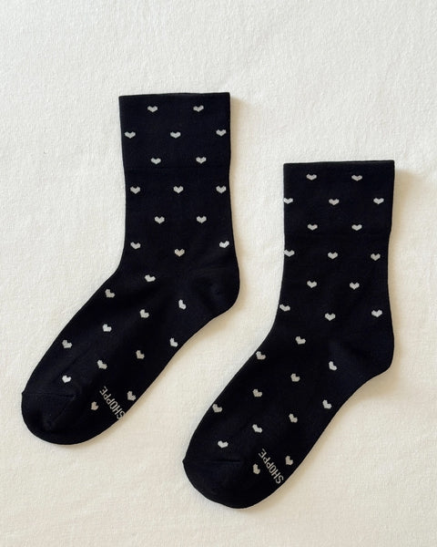 Le Bon Shoppe - Sneaker Socks - Hearts - Black/white