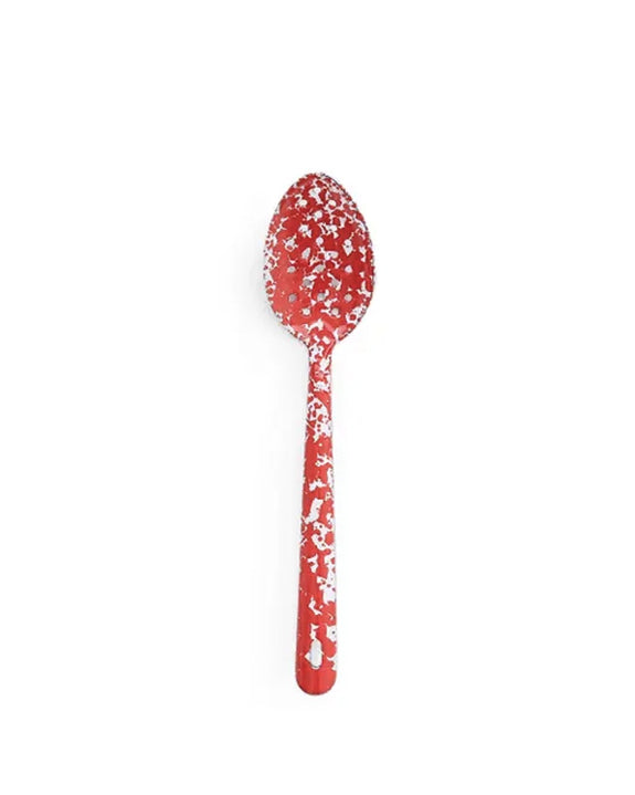 Crow Canyon - Splatter Large Slotted Spoon - Red and White