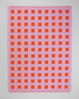 Wrap - Tea Towel - Squares Lilac/Warm Red - Tea Towel