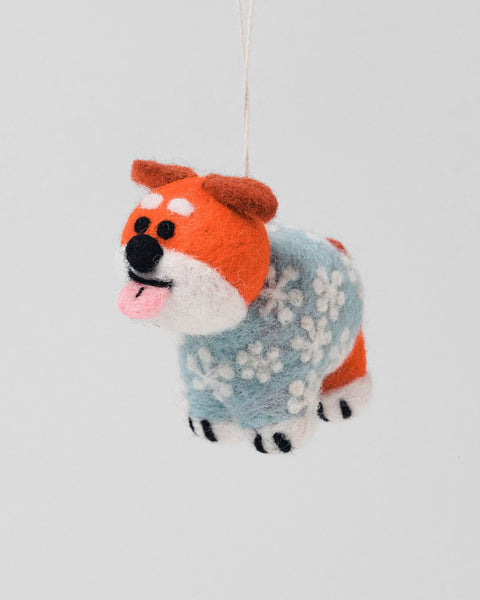 Wrap - Hanging Felt Ornament - Suki Dog