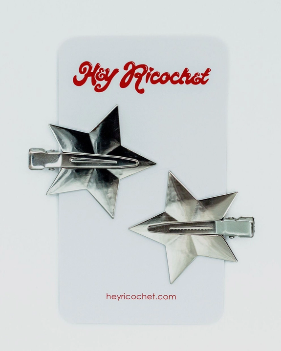 Hey Ricochet - Magic Girl Metal Stars Clips - Silver