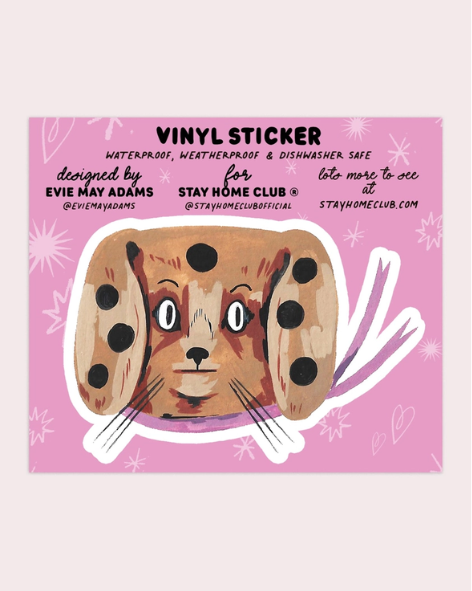 Stay Home Club - Spotty Dog - Waterproof Vinyl Sticker