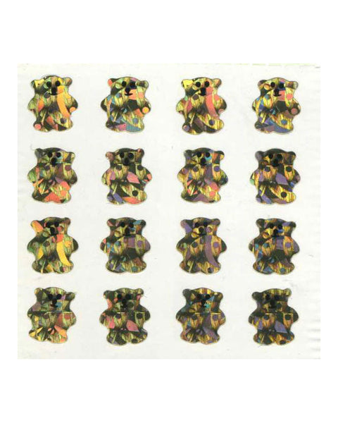 Stickermagic - Tear-off Prismatic Stickers Square - Micro Gold Teddies