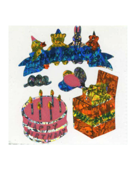 Stickermagic - Tear-off Prismatic Stickers - Birthday Cake