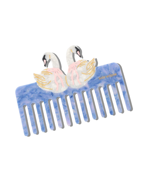 Solar Eclipse - Wide Tooth Hair Comb - Bow Swan