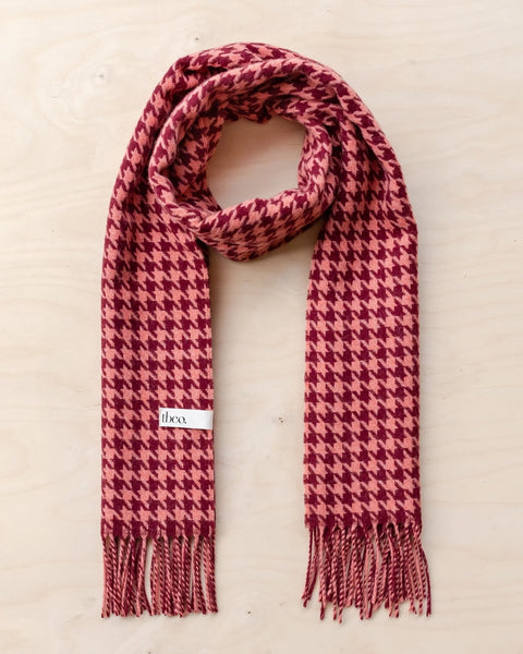 TBCo - Lambswool Scarf in Berry Houndstooth