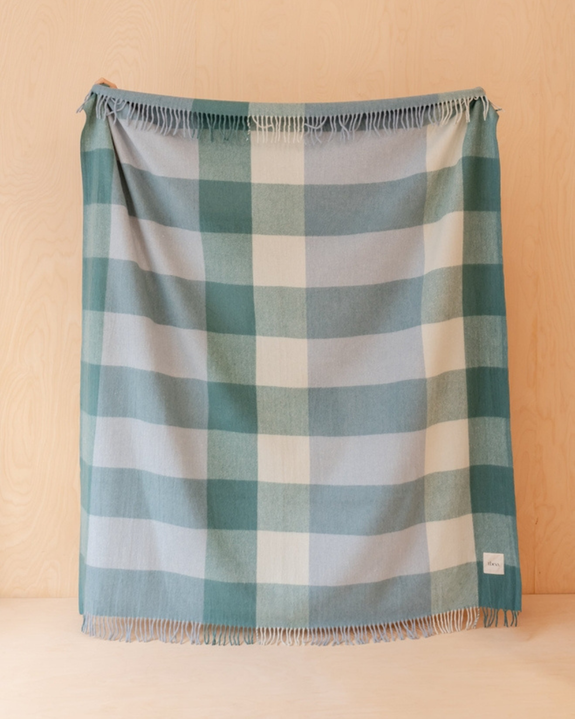 TBCo - Recycled Wool Blanket in Blue Bold Check