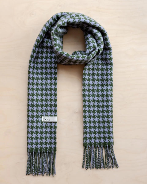 TBCo - Lambswool Scarf in Olive Houndstooth