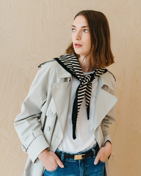 TBCo - Merino Triangle Scarf - Black Stripe