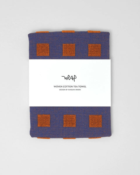 Wrap - Tea Towel - Squares Burgundy/Blue