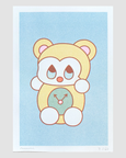 Hello Numi - Riso Print - Teddy Bear Clock