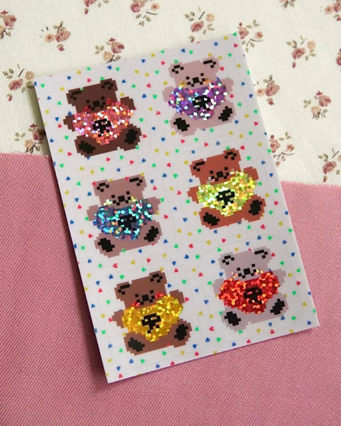 Rodeo Embroidery - Glitter Sticker Sheet - Tiny Teddies