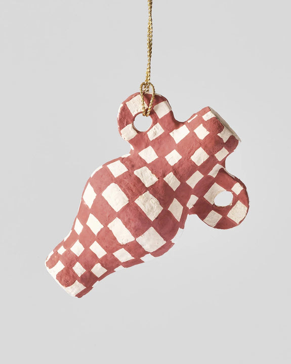 Wrap - Onsen Miniature Vase Hanging Ornament - Check Terracotta