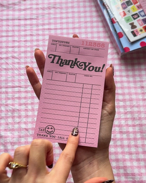 Martina's Tiny Store - Signature Pink 'Thank You' Notepad