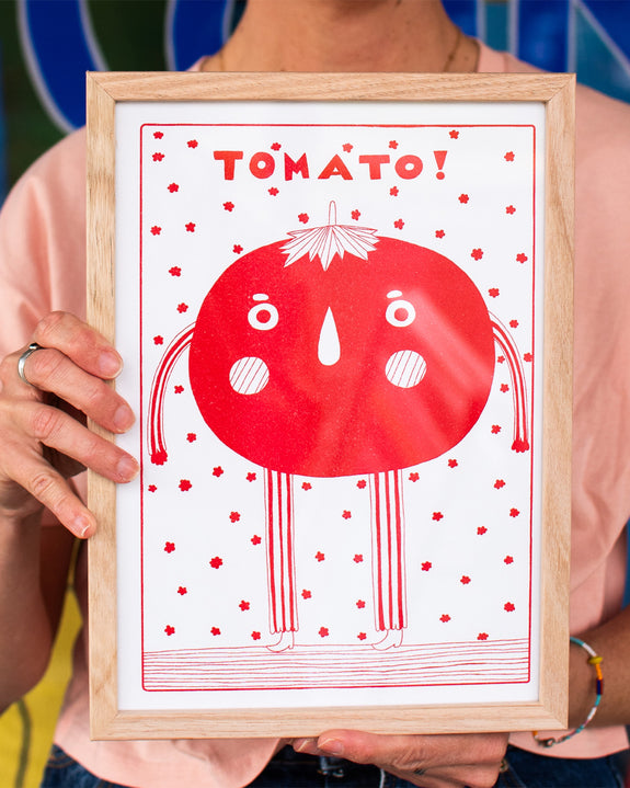 Graphic Nugget - Tomato Riso Print - A4 (framed)