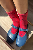 Le Bon Shoppe - Sneaker Socks - Hearts - Tomato / Navy