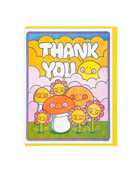 Lucky Horse Press - Mushrooms and Flowers Thank You Card