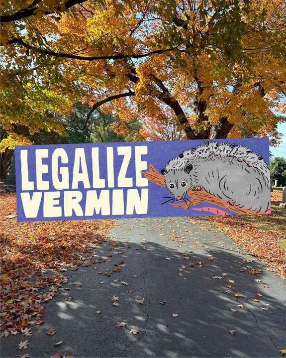 Alex Luciano - Legalize Vermin Opossum Family - Bumper Sticker