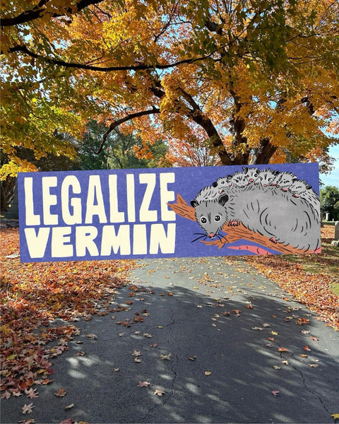 Alex Luciano - Legalize Vermin Opossum Family - Bumper Sticker