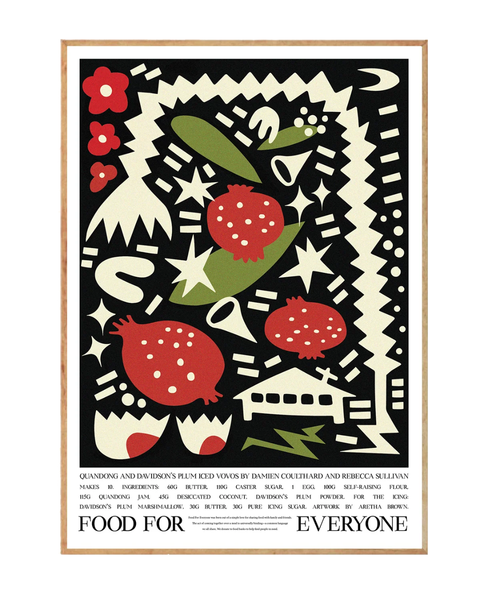 Food For Everyone - A3 Print - Quandong and Davidson's Plum Iced Vovos by Damien Coulthard & Rebecca Sullivan & Aretha Brown
