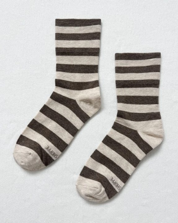 Le Bon Shoppe - Wally Socks - Wide/Brown Stripe