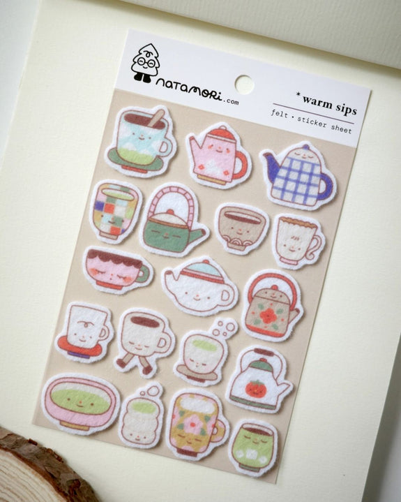 Natamori - Felt Sticker Sheet - Warm Sips