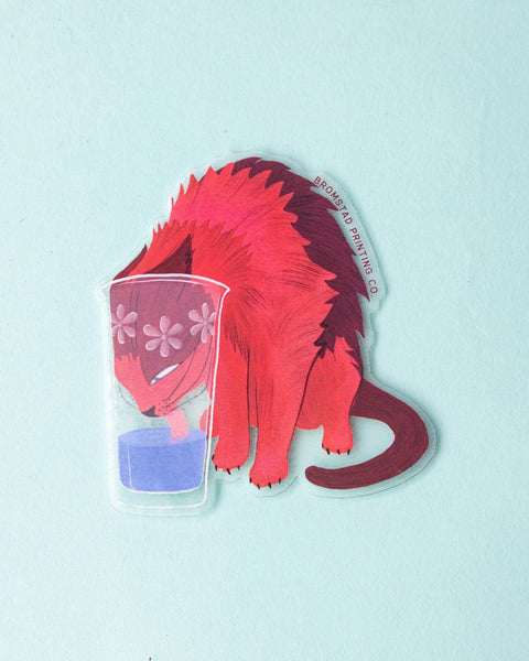 Bromstad Printing Co. - Clear Sticker - Hydrated Cat