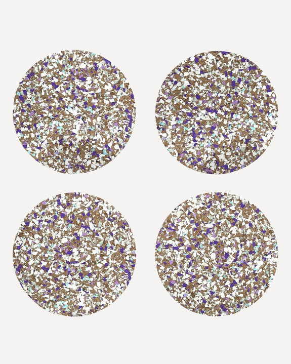 Yod and Co - Round Natural Cork Coasters Set of 4 - Purple