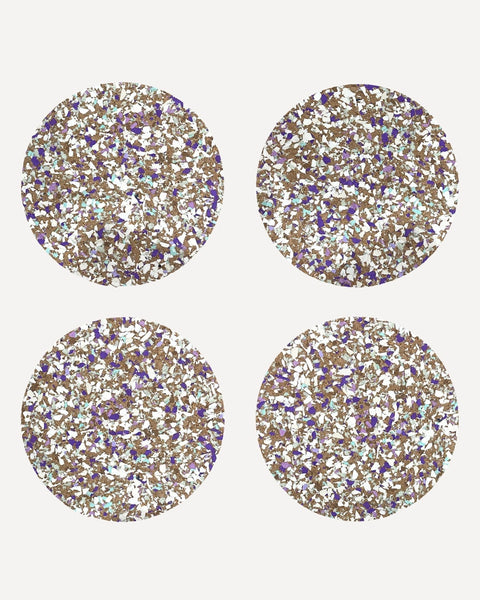 Yod and Co - Round Natural Cork Coasters Set of 4 - Purple