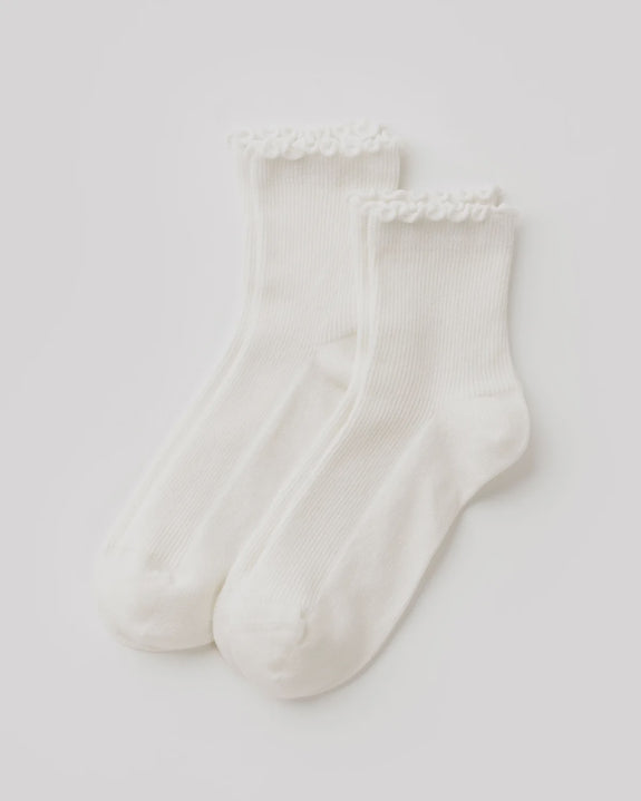 Baggu - Lettuce Edge Sock Set of 2 - White