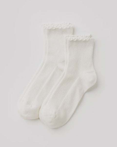 Baggu - Lettuce Edge Sock Set of 2 - White