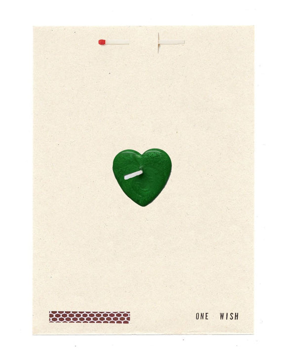 Wish Cards - One Wish Candle Card - Green Heart