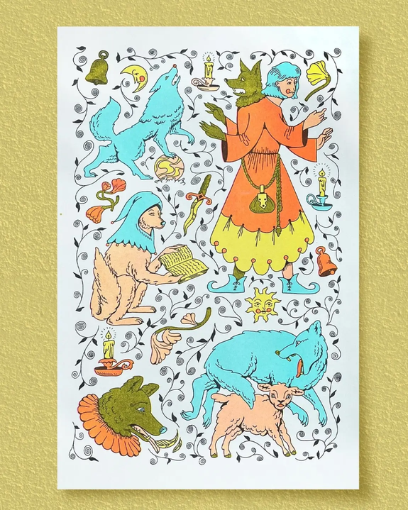 Maddie Fischer - Wulfas in Bright Mint Riso Print