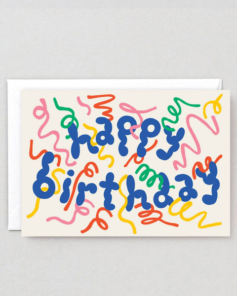 Wrap -Happy Birthday Streamers Embossed Greetings Card