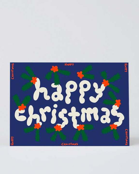 Wrap - Greetings Card - Happy Christmas Holly