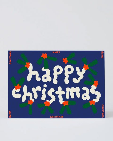 Wrap - Greetings Card - Happy Christmas Holly