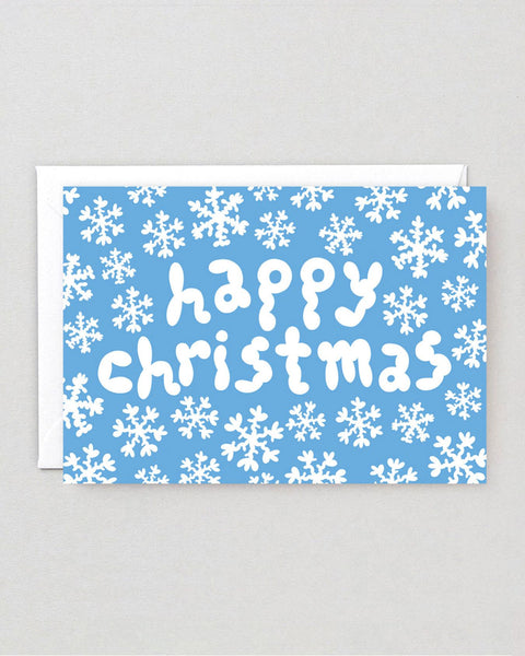 Wrap - Happy Christmas Snowflakes Embossed Holiday Card
