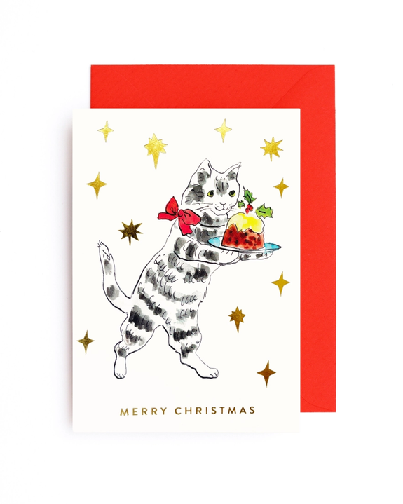 Yes! Paper Goods - Christmas Pudding Cat Card